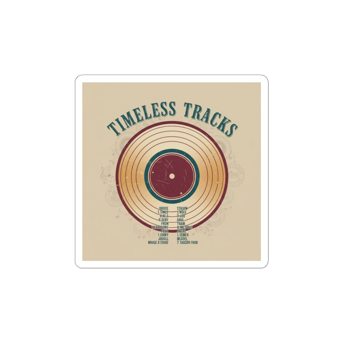 Timeless Tracks Vinyl Mixtape Sticker | retro record print, mixtape art