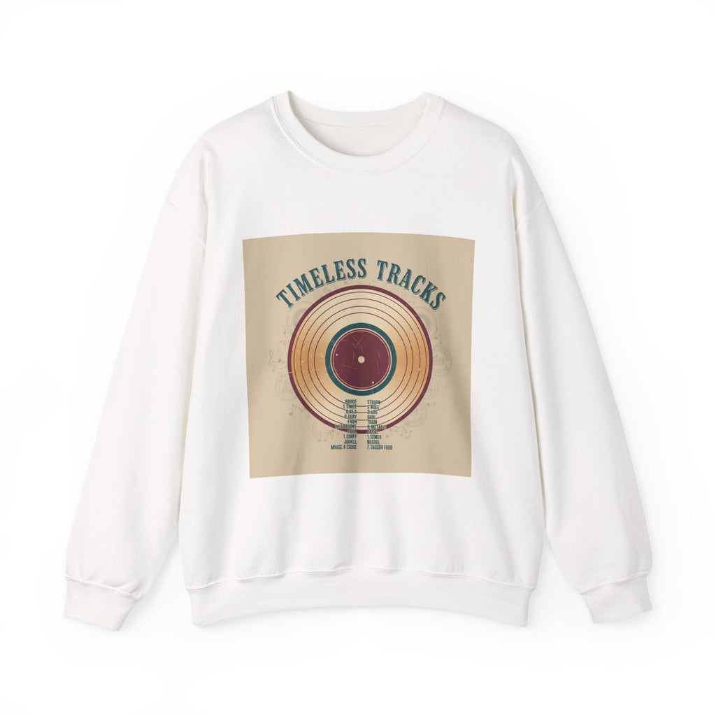 Timeless Tracks record print Crewneck | retro record print, mixtape art