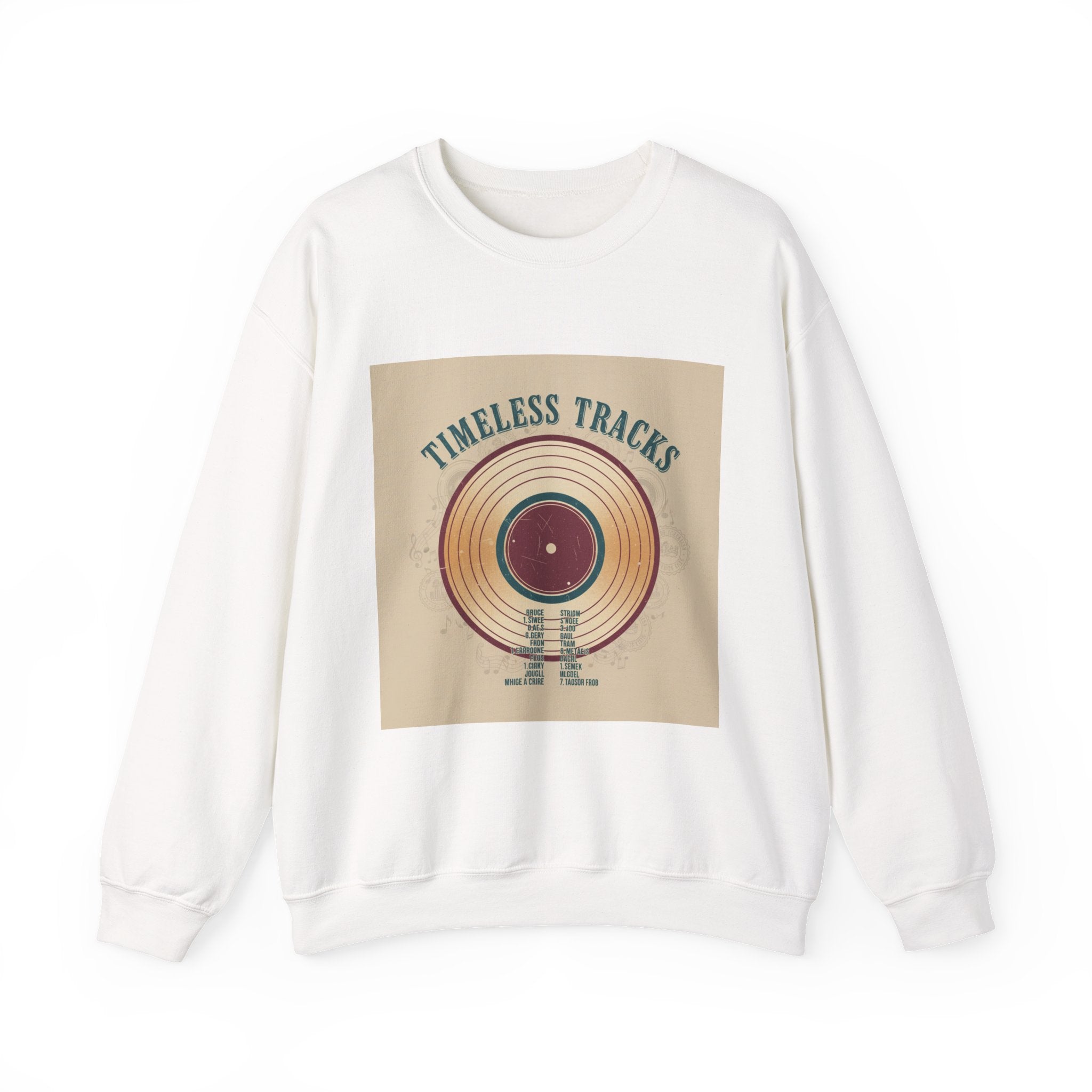 Timeless Tracks record print Crewneck | retro record print, mixtape art