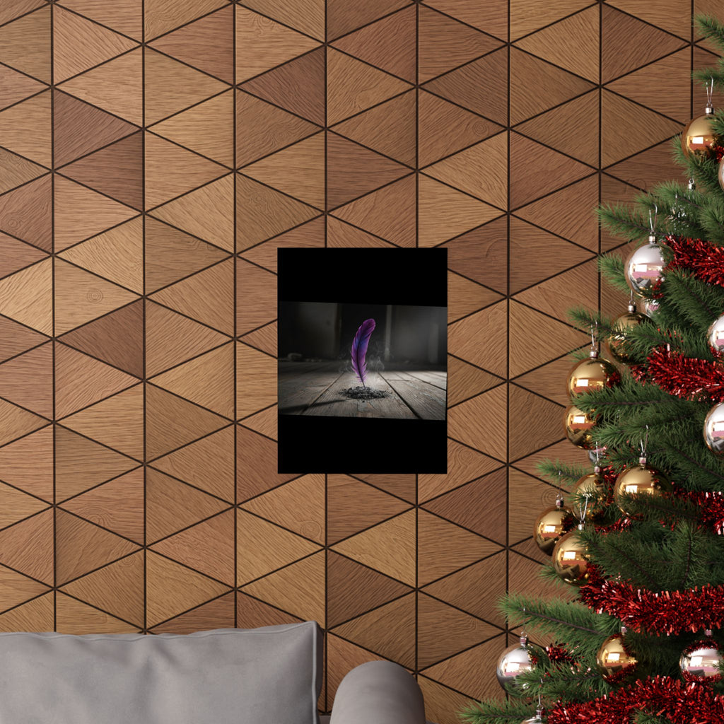 Purple Feather Matte Poster — Moody Surreal Wall Art