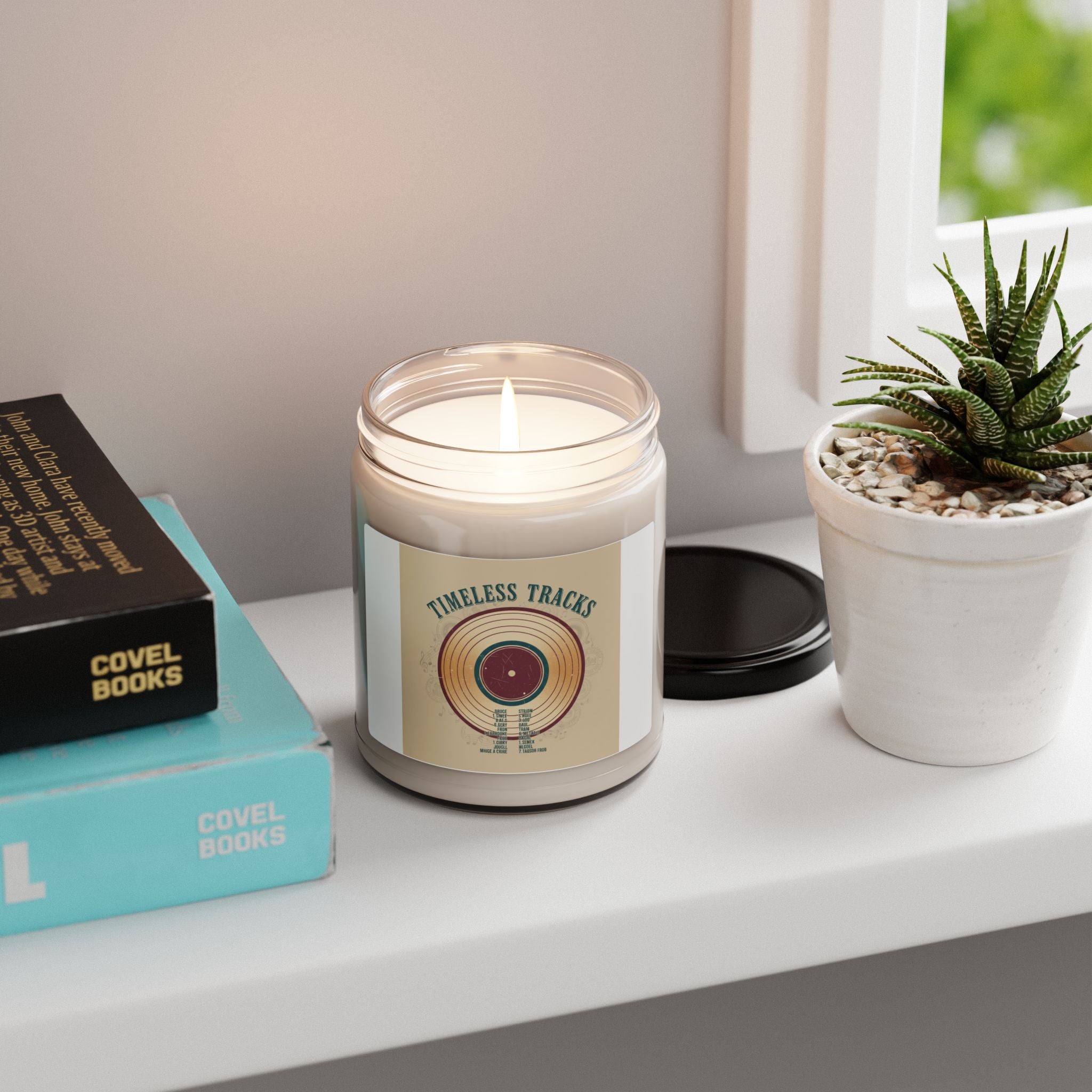 Timeless Tracks Candle | vintage music mixtape art, retro record print