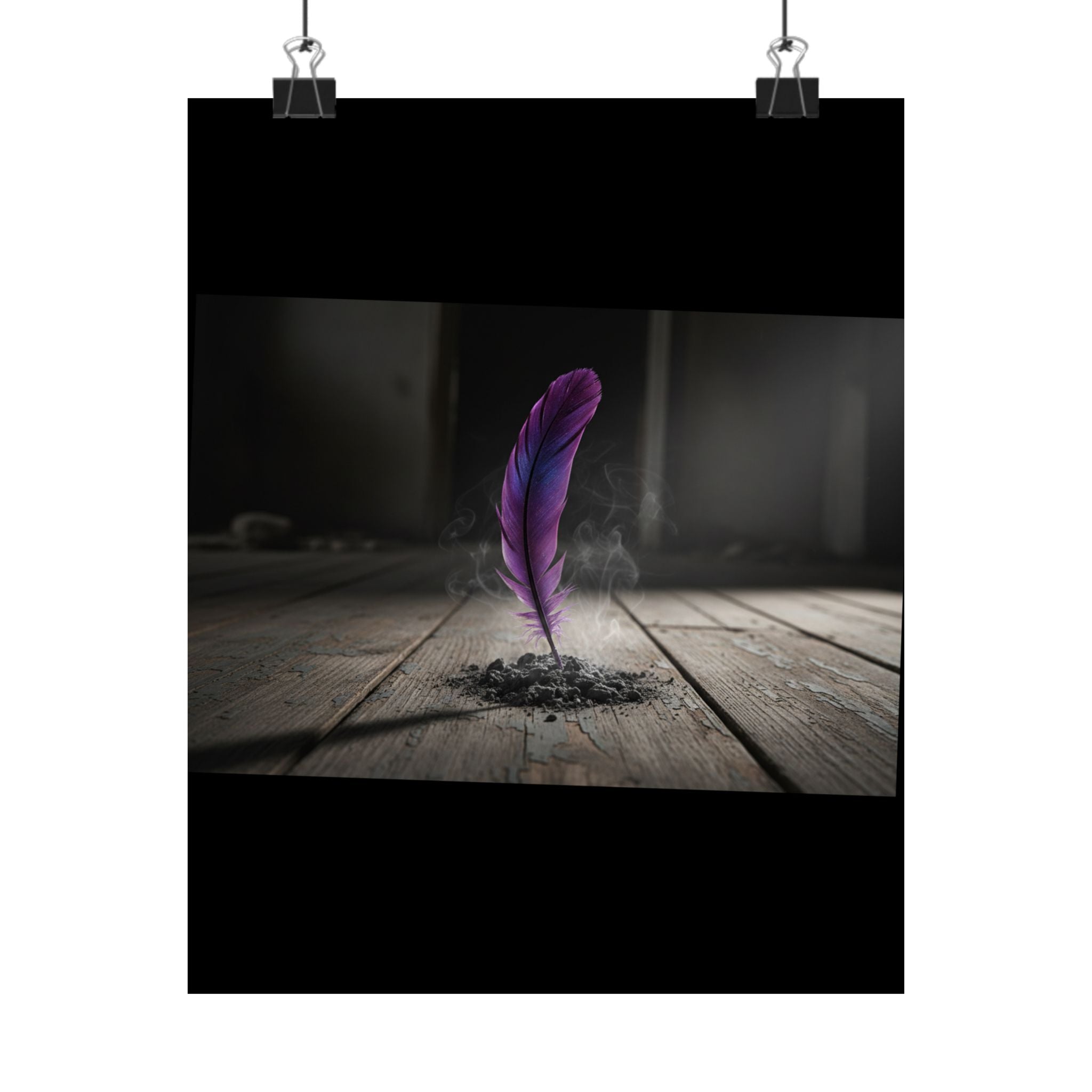 Purple Feather Matte Poster — Moody Surreal Wall Art