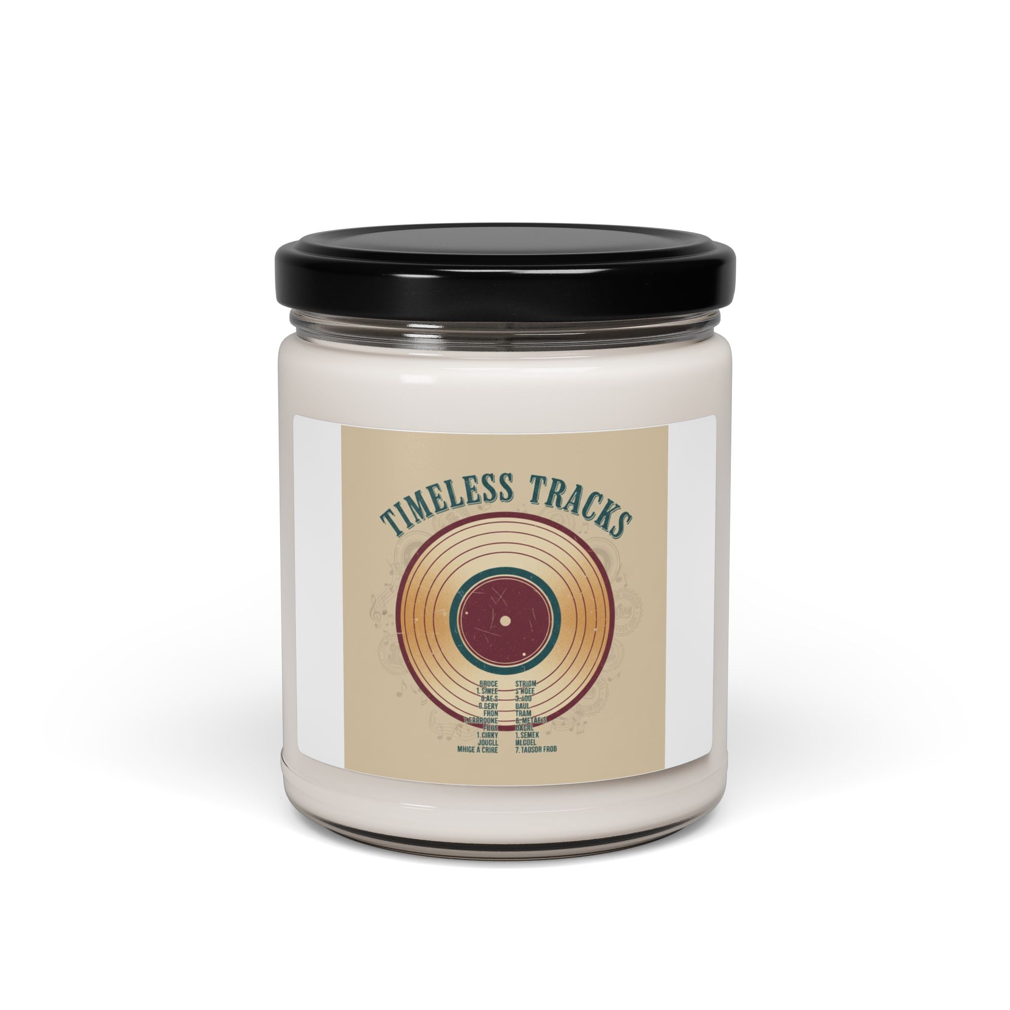 Timeless Tracks Candle | vintage music mixtape art, retro record print