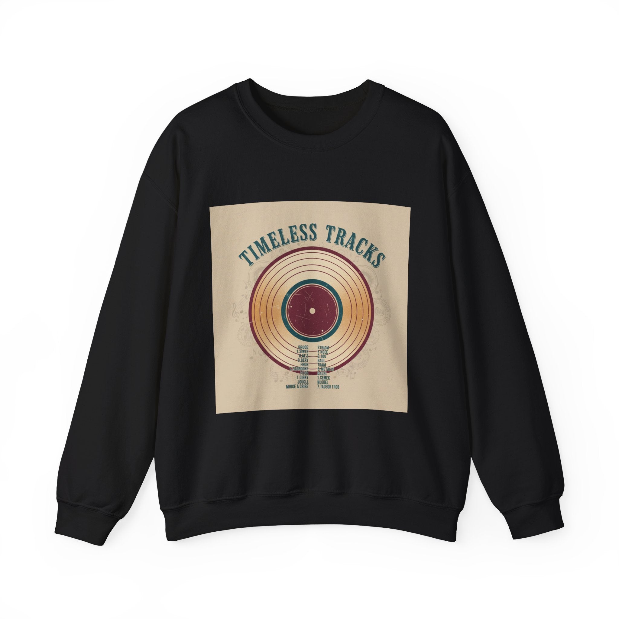 Timeless Tracks record print Crewneck | retro record print, mixtape art