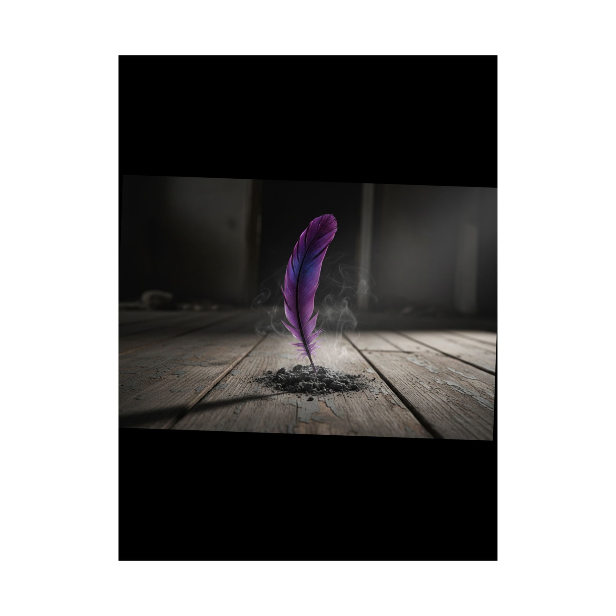 Purple Feather Matte Poster — Moody Surreal Wall Art