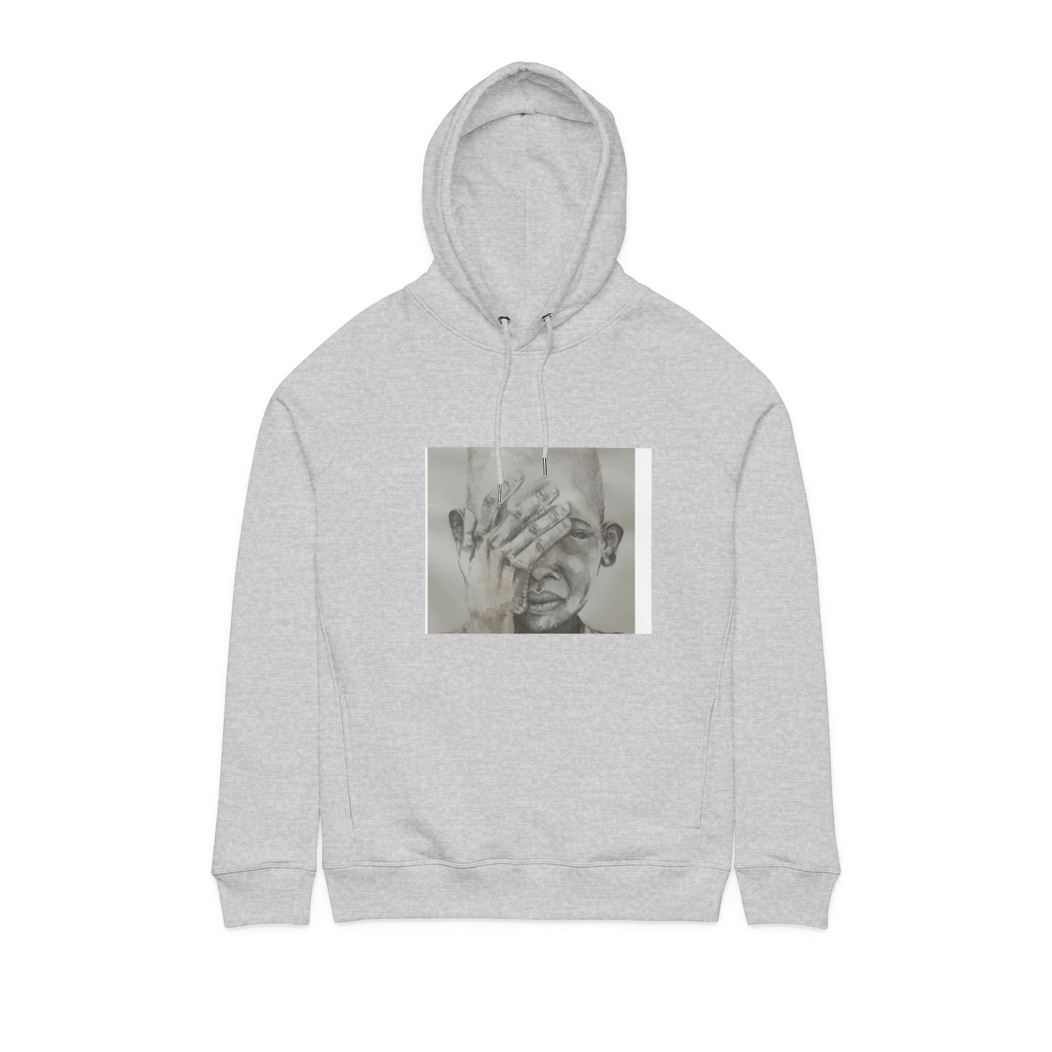 Abstract Portrait Hoodie — Surreal Hands Face Graphic Sweatshirt
