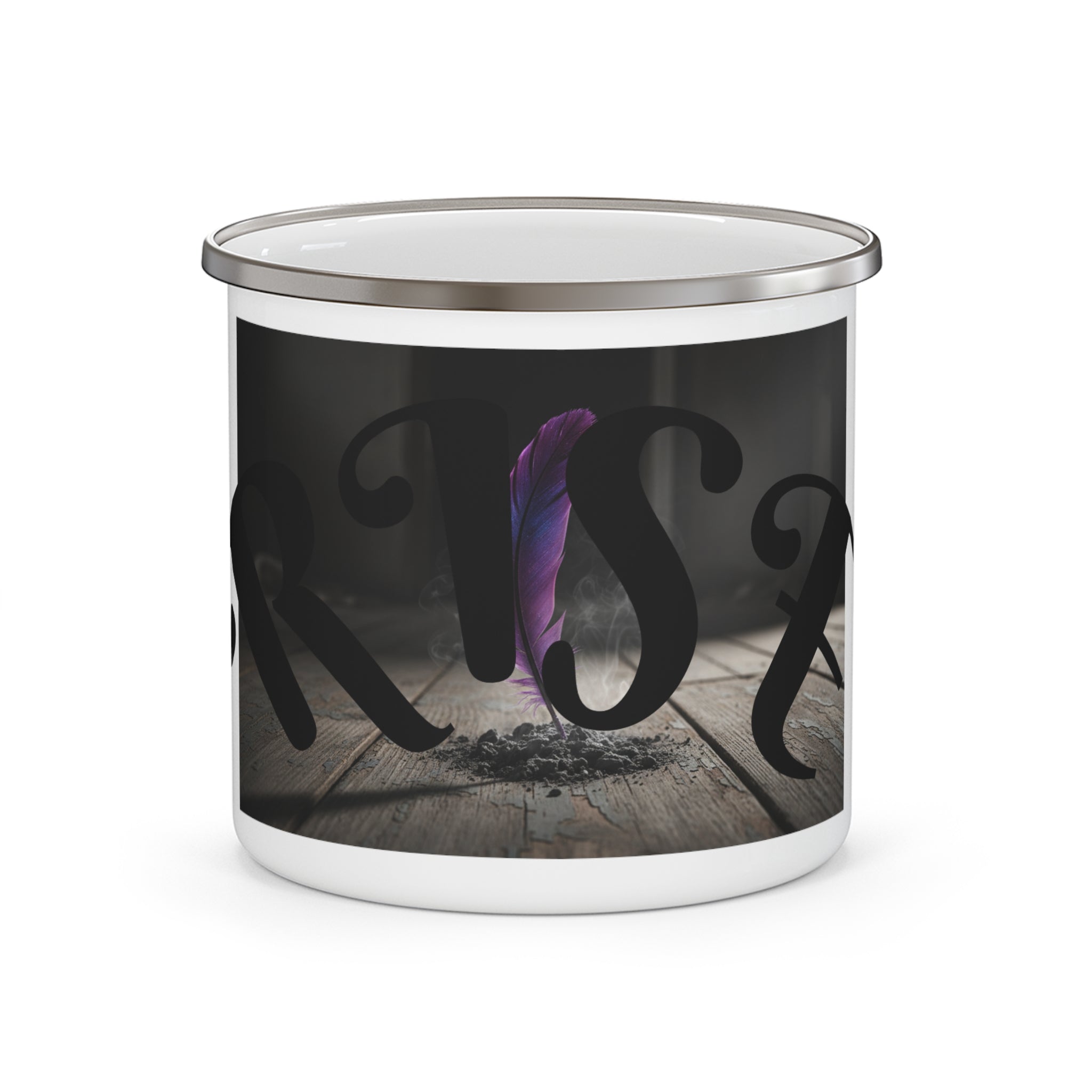 Enamel Mug - Rustic Feather Camping Cup | Outdoor Coffee Travel Mug