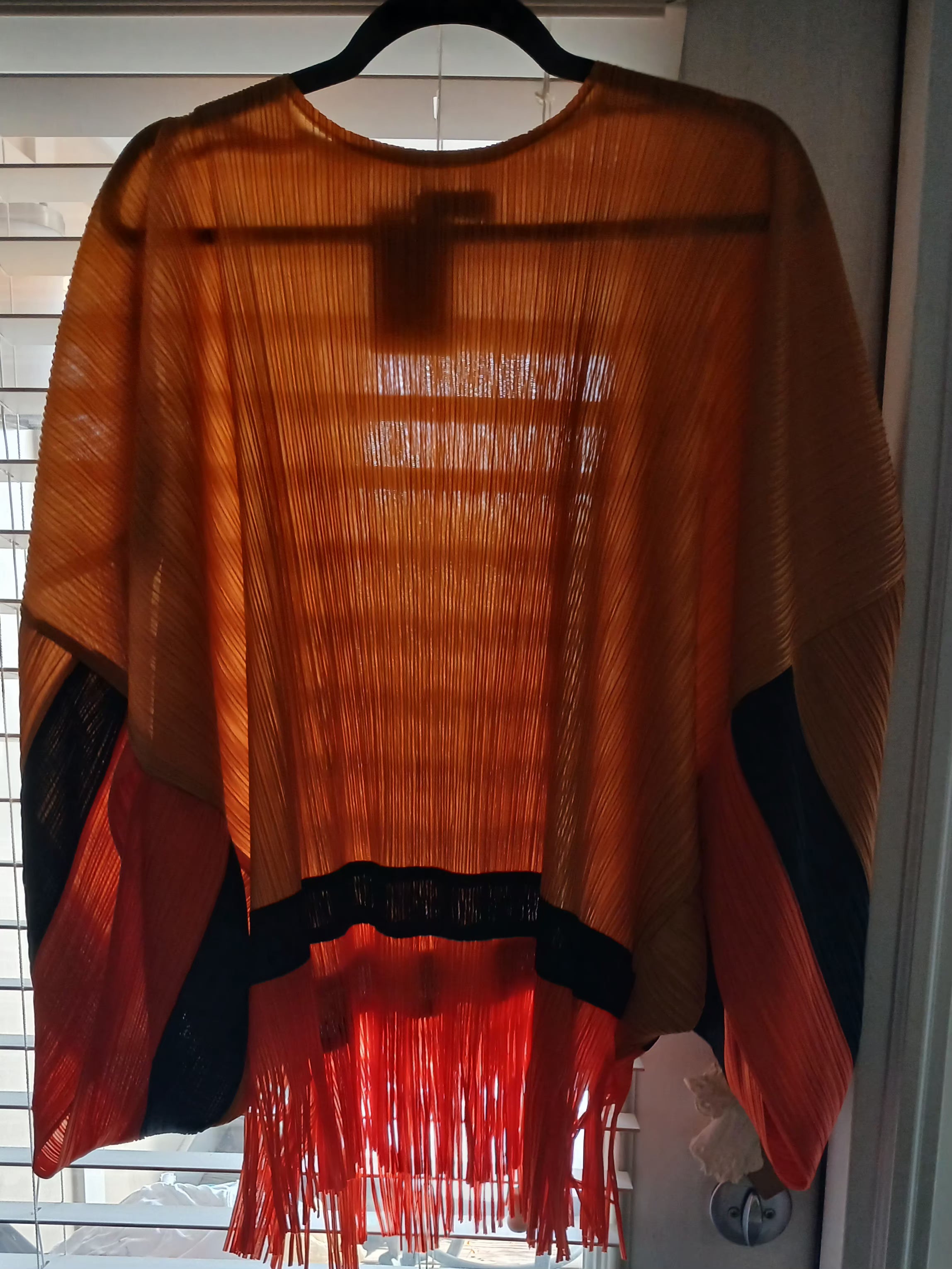 Nancy Designer Color Block Blouse - Yellow Red Black Bell Sleeve