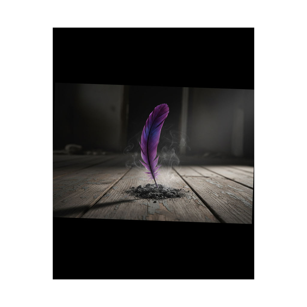 Purple Feather Matte Poster — Moody Surreal Wall Art