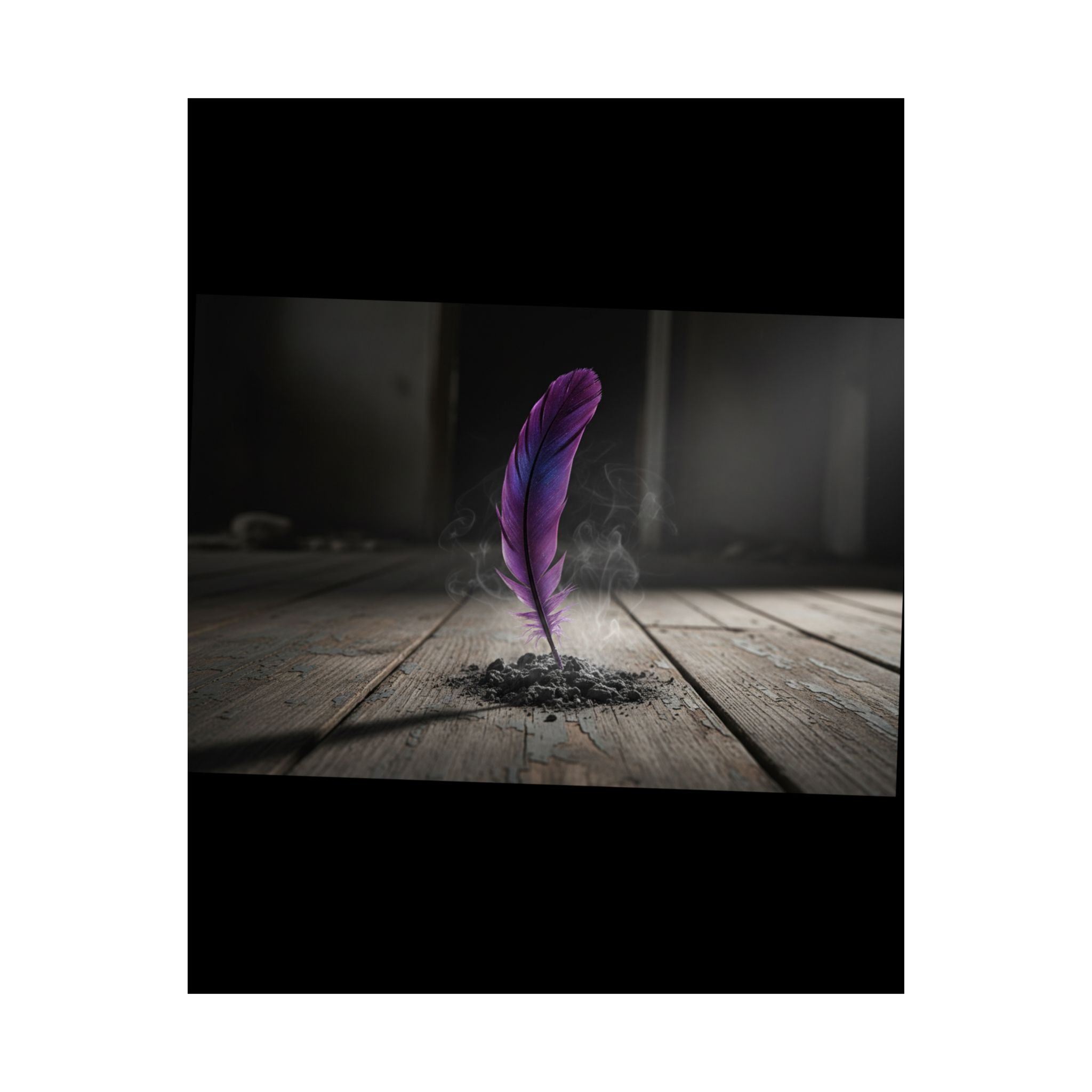 Purple Feather Matte Poster — Moody Surreal Wall Art