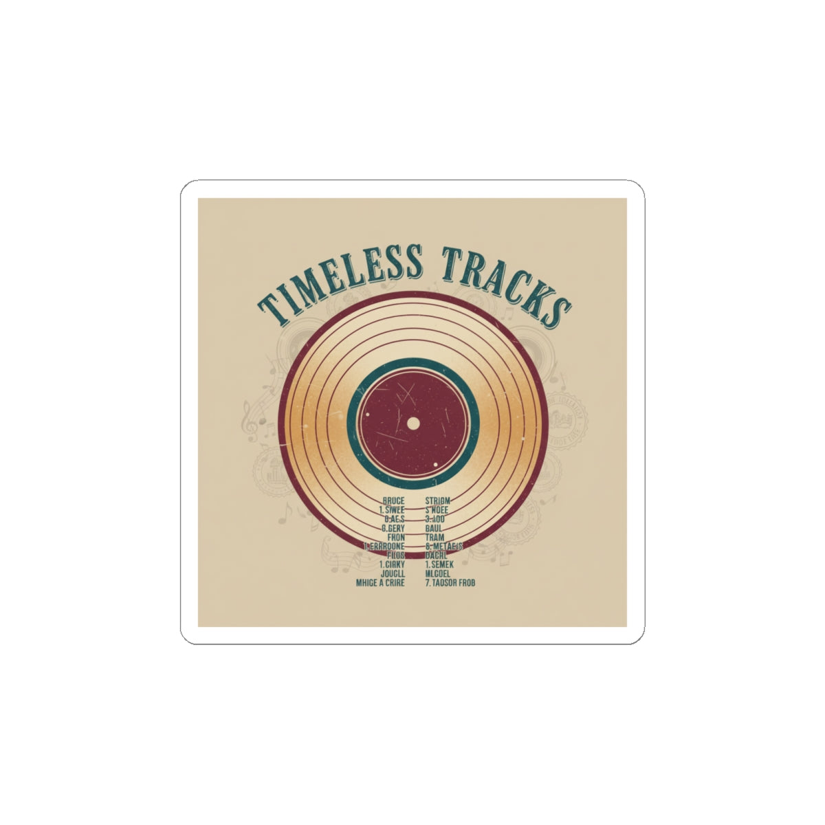 Timeless Tracks Vinyl Mixtape Sticker | retro record print, mixtape art