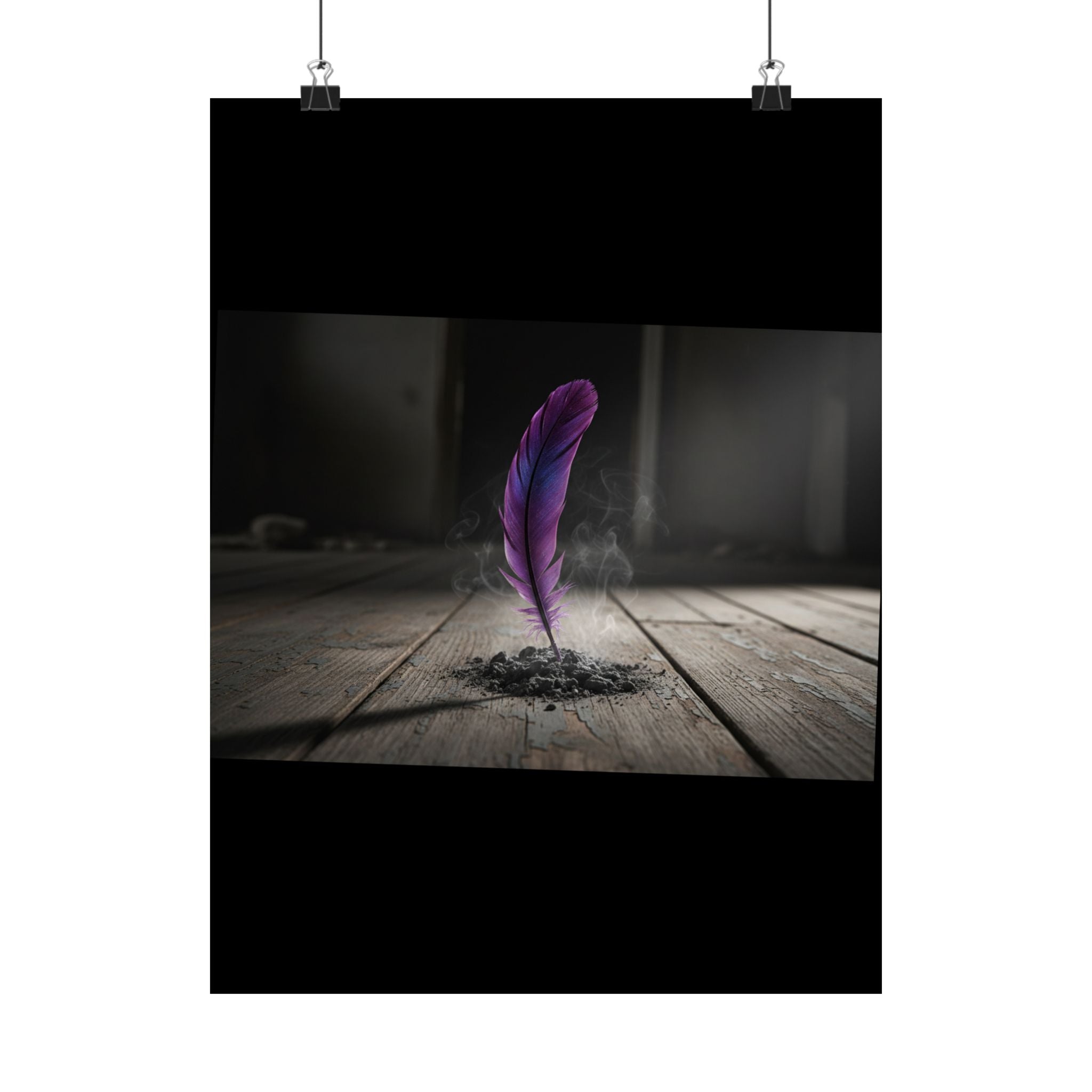Purple Feather Matte Poster — Moody Surreal Wall Art