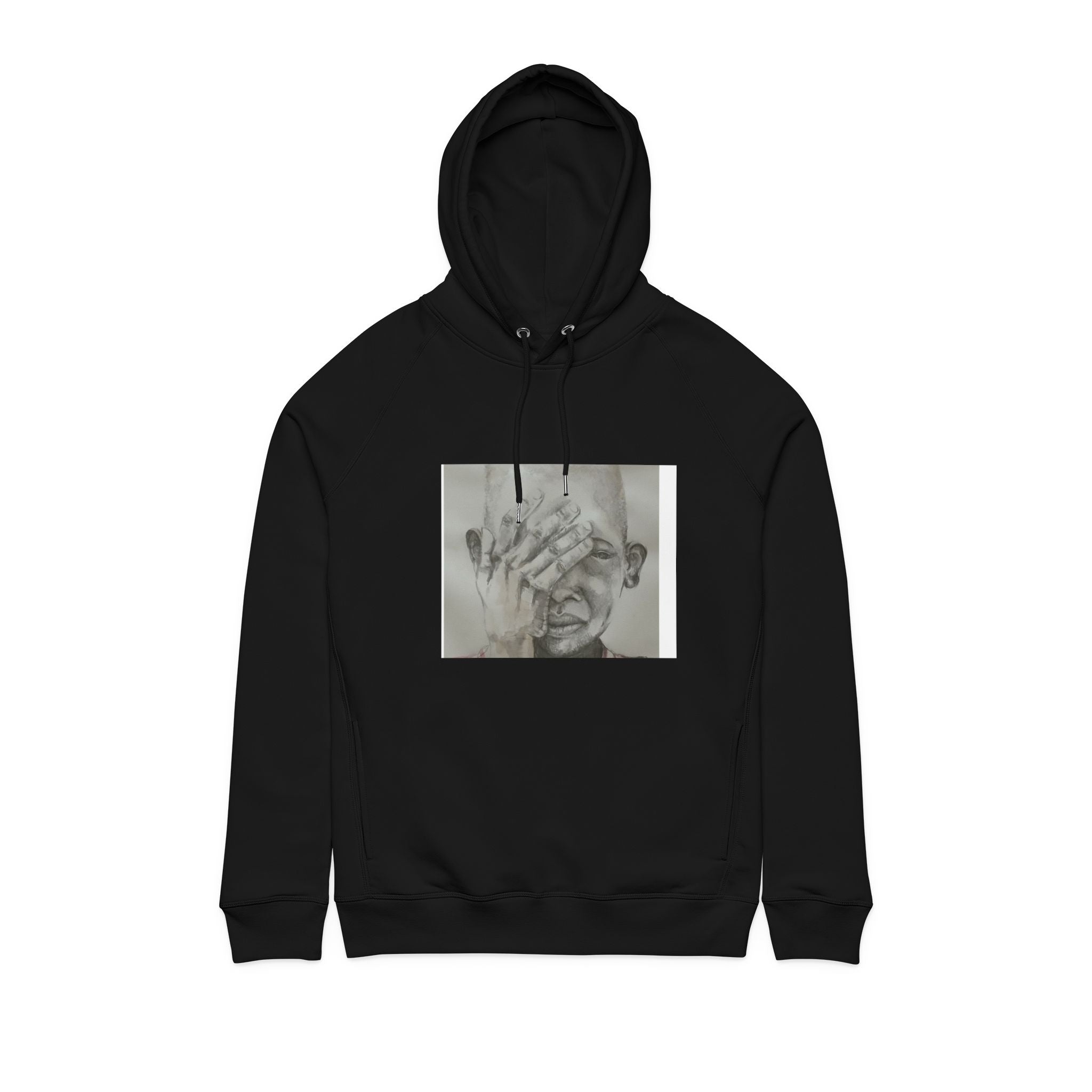 Abstract Portrait Hoodie — Surreal Hands Face Graphic Sweatshirt