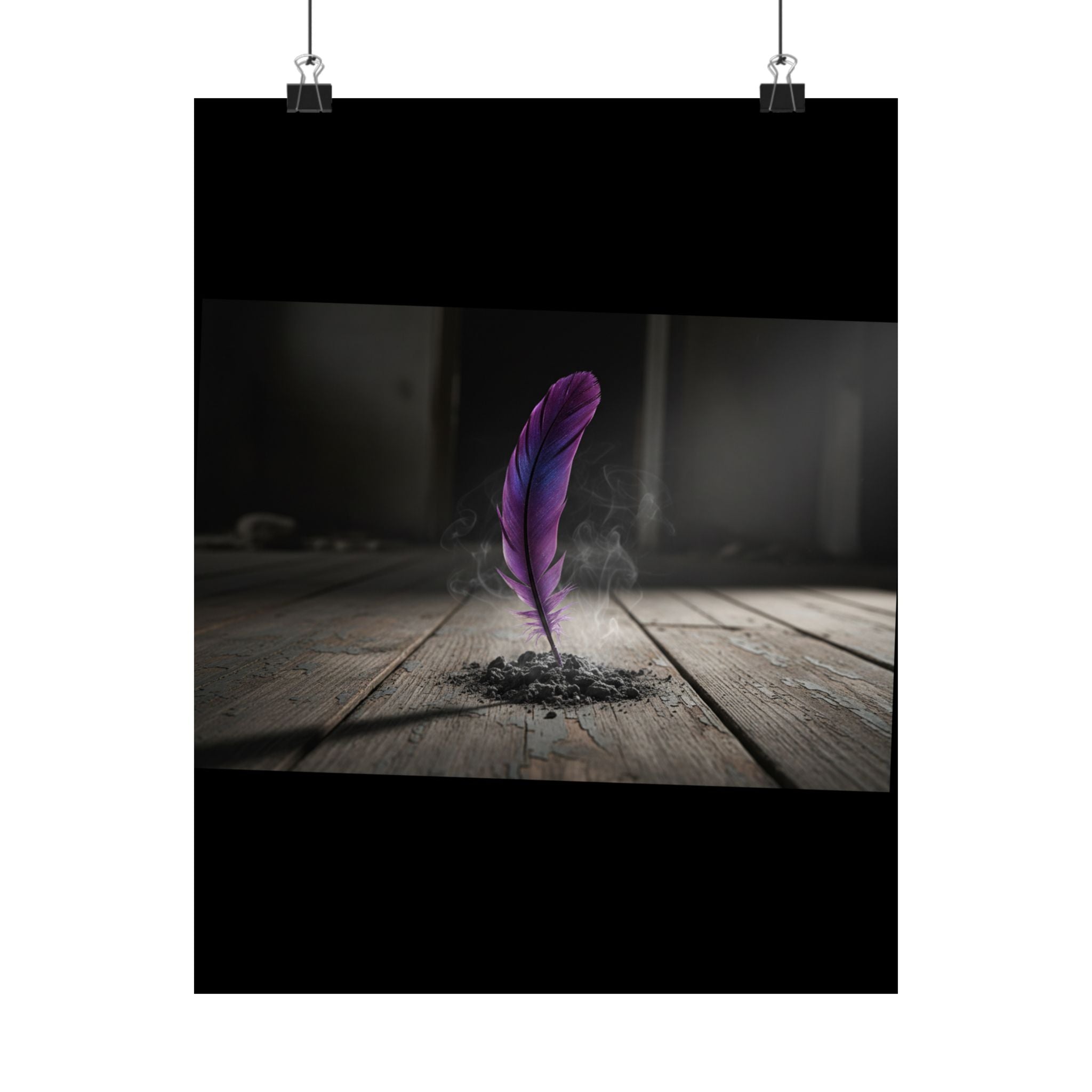 Purple Feather Matte Poster — Moody Surreal Wall Art