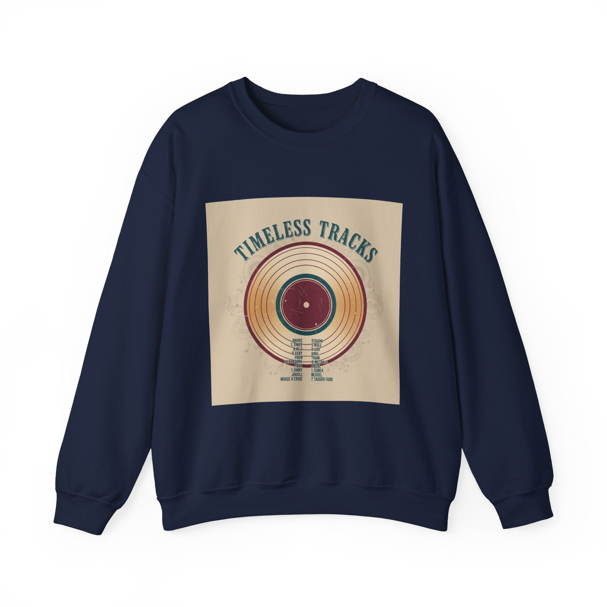 Timeless Tracks record print Crewneck | retro record print, mixtape art