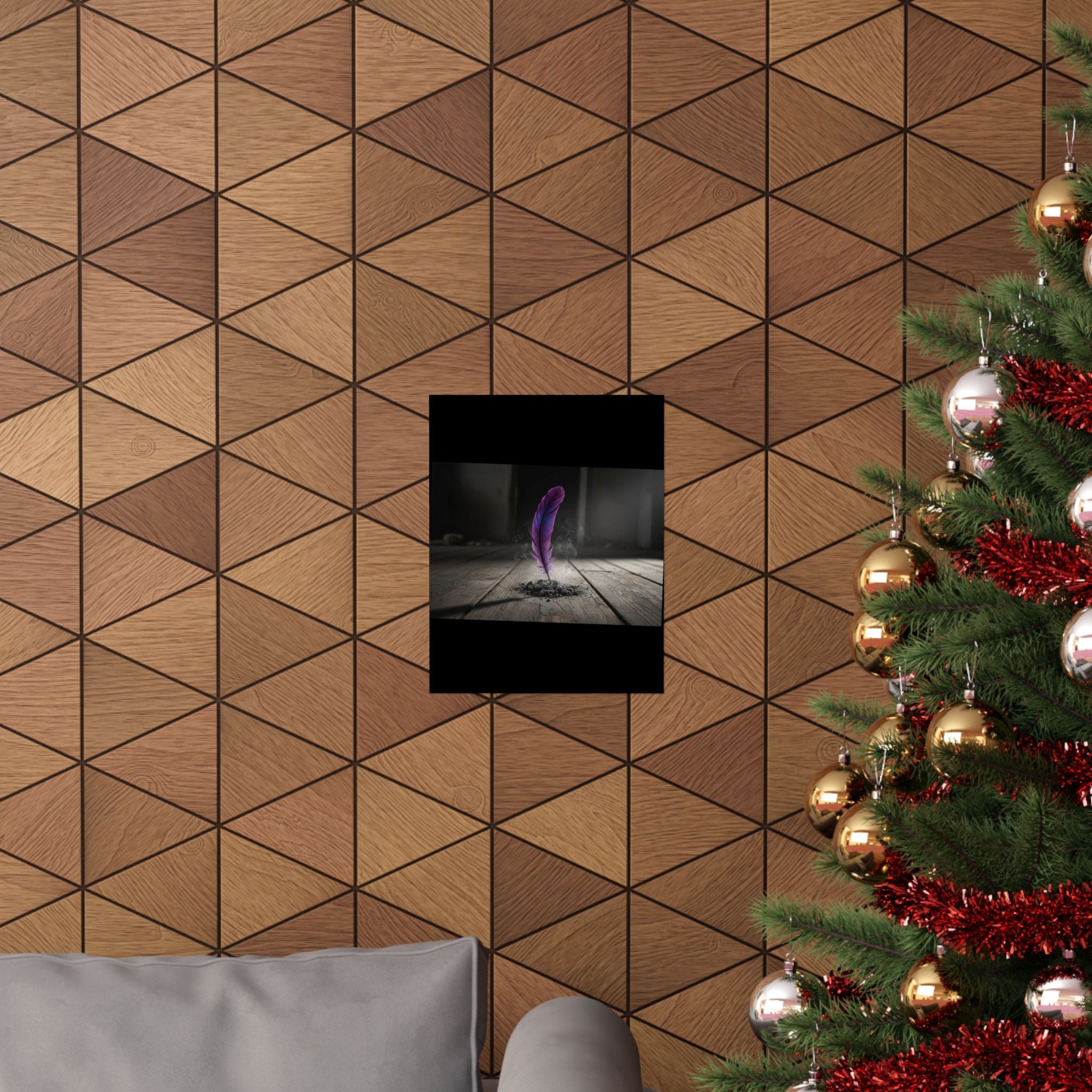 Purple Feather Matte Poster — Moody Surreal Wall Art