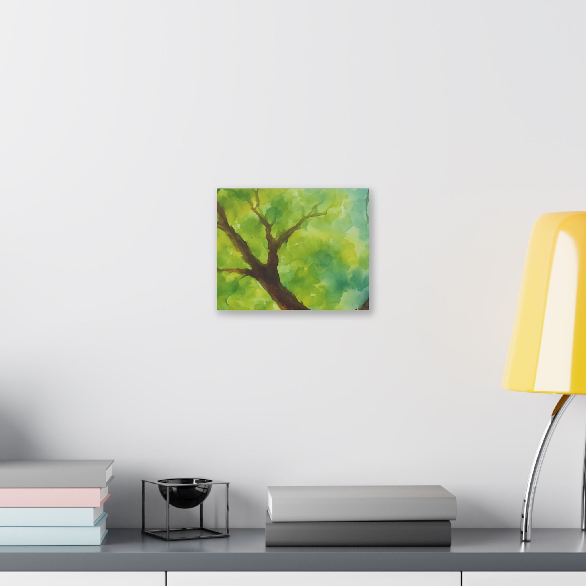 Green Tree Watercolor Canvas Print — Nature Wall Art for Home & Office